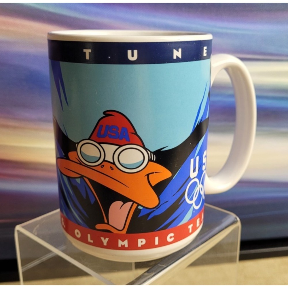 Warner Brothers 1996 USA Olympic Swimming Mug, Looney Tunes, Daffy Duck -Vintage